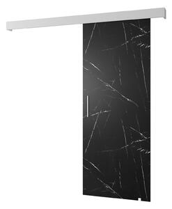Uși culisante 90 cm Sharlene I (marmură negru + alb mat + argintiu). 1043610