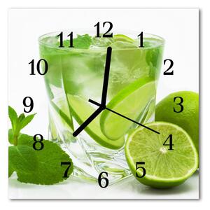 Ceas de perete din sticla pătrat Lime Green Fruit