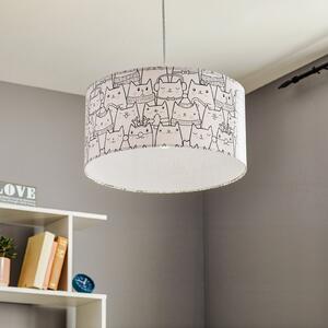 Maco Design Lampă suspendată Cats imprimată cu un motiv de pisică, reglabil, Alb, Camera copiilor, Plastic