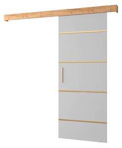 Uși culisante 90 cm Sharlene IV (alb mat + stejar artisan + auriu). 1043750