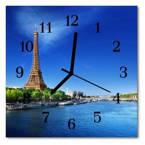Ceas de perete din sticla pătrat Paris Sky Orase Blue Sky