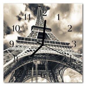 Ceas de perete din sticla pătrat Turnul Eiffel Arhitectura Gray