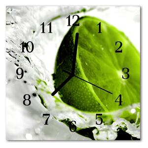 Ceas de perete din sticla pătrat Lime Green Fruit