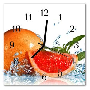 Ceas de perete din sticla pătrat Grapefruit fructe Orange