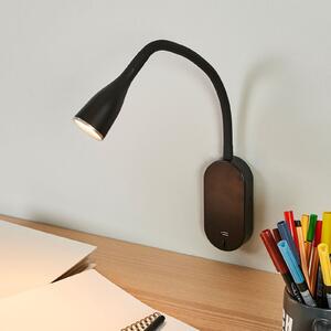 Lindby Aplică de perete LED Enna, 34 cm, negru, întrerupător, USB