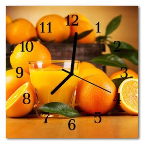 Ceas de perete din sticla pătrat Portocale fructe Orange
