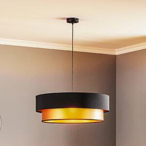 Maco Design Lampă suspendată Dorina, negru/auriu Ø 60cm, reglabil, Negru, Camera de zi / sufragerie, Plastic, Modern