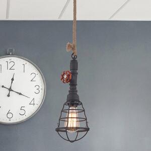 Lampă suspendată design industrial, negru