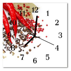 Ceas de perete din sticla pătrat Chili Red Chili