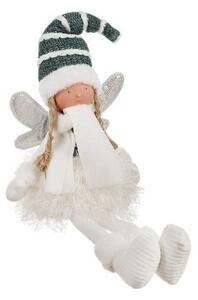 Figurina decorativa pentru Craciun, model zana, aripi cu sclipici, inaltime 55 cm