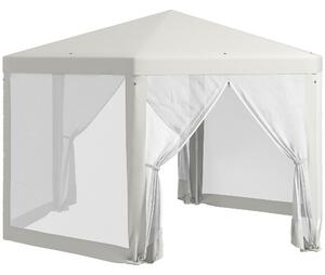 Outsunny Pavilion de Grădină Hexagonal cu Pereți din Plasă, 2 Uși și Picioare Reglabile, 3,94x3,94x2,5 m, Alb Crem | Aosom Romania