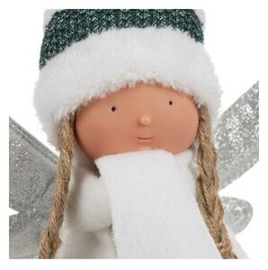 Figurina decorativa pentru Craciun, model zana, aripi cu sclipici, inaltime 55 cm