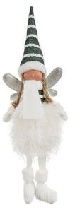 Figurina decorativa pentru Craciun, model zana, aripi cu sclipici, inaltime 55 cm