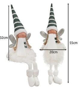 Figurina decorativa pentru Craciun, model zana, aripi cu sclipici, inaltime 55 cm