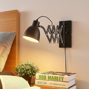 Lindby Aplică de perete Merle, negru, 60cm, lampă citit, extensibilă, Negru, dormitor, Metal, Modern, Lumină de lectură