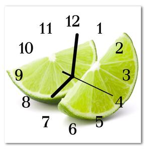 Ceas de perete din sticla pătrat Lime Green Fruit