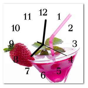 Ceas de perete din sticla pătrat Cocktail Alimente și băuturi roz
