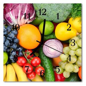 Ceas de perete din sticla pătrat Fructe Legume Fructe Alimente și băuturi Multi-colorat