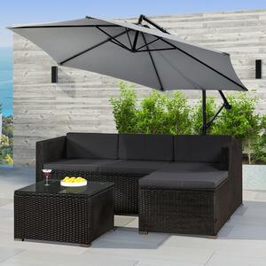 Juskys Set ratan de gradina Punta Cana M - perne negre/antracit
