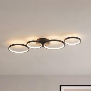Lindby Plafonieră LED Evengeline, negru, aluminiu, 88 cm, Negru, Camera de zi / sufragerie, Metal, Modern