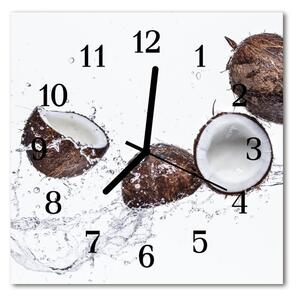 Ceas de perete din sticla pătrat Nuci de cocos Alimente și băuturi Brown