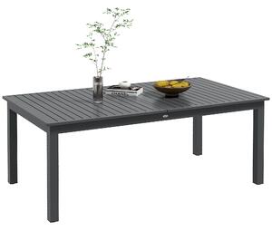 Outsunny Masă de Grădină pentru 8-10 Persoane, Masă Dreptunghiulară Extensibilă din Oțel și Aluminiu, 180/240x99x74 cm, Gri Închis