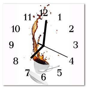 Ceas de perete din sticla pătrat Cafea Alimente și băuturi alb