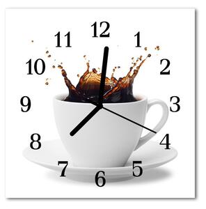 Ceas de perete din sticla pătrat Cafea Alimente și băuturi alb