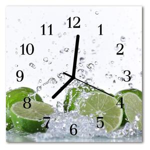 Ceas de perete din sticla pătrat Lime Green Fruit
