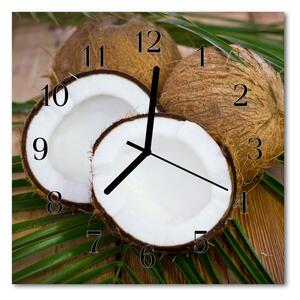 Ceas de perete din sticla pătrat Nuci de cocos Alimente și băuturi Brown