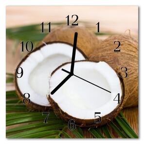 Ceas de perete din sticla pătrat Nuci de cocos Alimente și băuturi Brown
