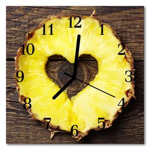 Ceas de perete din sticla pătrat Ananas fructe galben