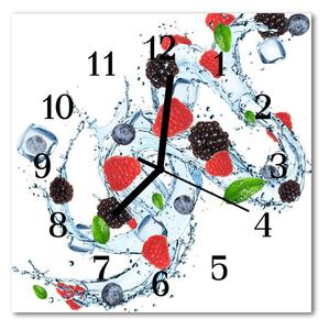 Ceas de perete din sticla pătrat Fructe Ice Cream fructe Blue Ice