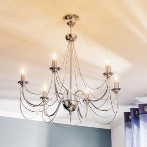 Domiluce Candelabru Retro argint, 6 becuri, suspend. 75cm, reglabil, Metalic, Camera de zi / sufragerie, Metal, Pandantiv cu flacără multiplă