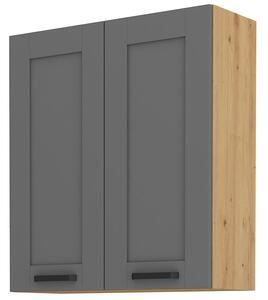 Dulap superior de bucătărie, două uși Lucid 80 G 90 2F (Stejar artisan + dustgrey). 1045602
