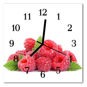 Ceas de perete din sticla pătrat Zmeură de fructe roz