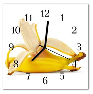 Ceas de perete din sticla pătrat Banane de fructe galben