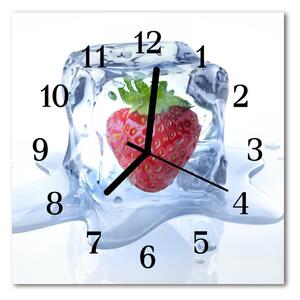 Ceas de perete din sticla pătrat Ice Cream Strawberry Blue Ice