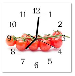Ceas de perete din sticla pătrat Tomate Alimente și băuturi alb