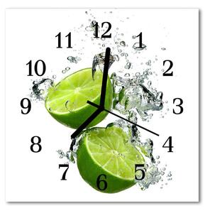 Ceas de perete din sticla pătrat Lime Green Fruit