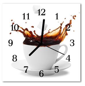 Ceas de perete din sticla pătrat Cafea Alimente și băuturi alb