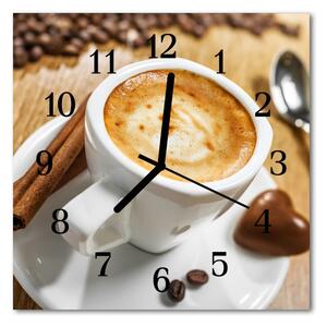 Ceas de perete din sticla pătrat Cafea Alimente și băuturi Brown