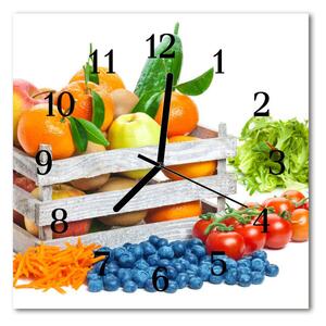Ceas de perete din sticla pătrat Legume Alimente și băuturi Multi-colorat