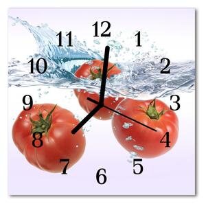 Ceas de perete din sticla pătrat Tomate Alimente și băuturi alb
