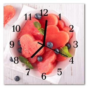 Ceas de perete din sticla pătrat Pepene verde inima fructe roșii