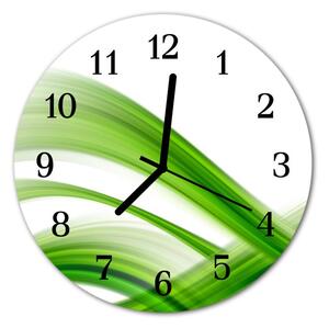 Ceas de perete din sticla rotund Rezumat Wave Art Green