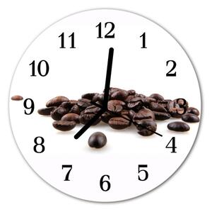 Ceas de perete din sticla rotund Boabe de cafea Alimente și băuturi Brown