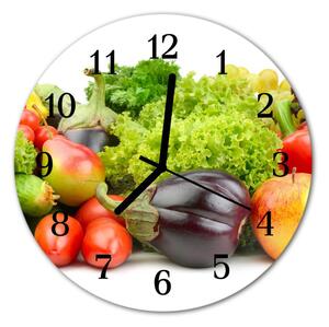 Ceas de perete din sticla rotund Legume Bucătărie Multi-colorat