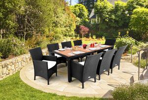 Deuba Set ratan de gradina Berlin 1+8 - negru/lemn