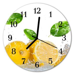 Ceas de perete din sticla rotund Lemon Food and Drinks Yellow